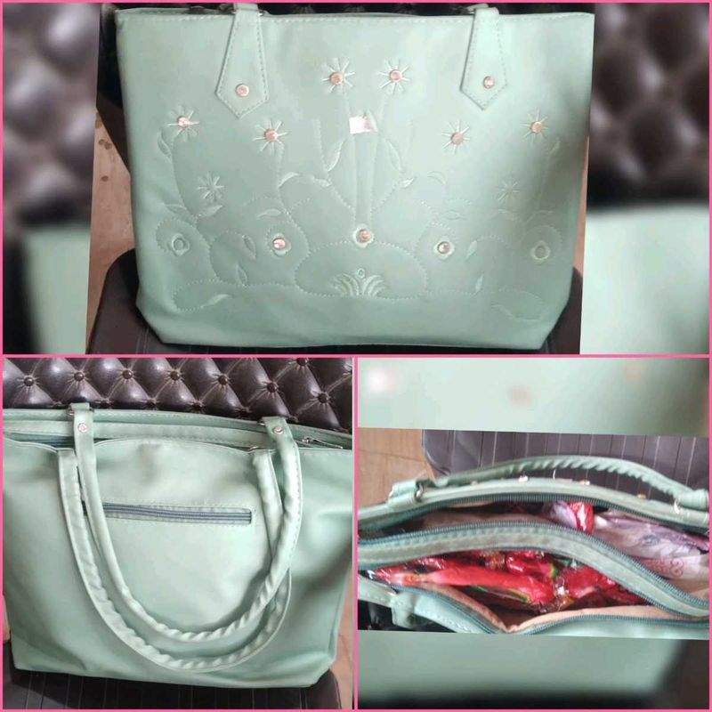 Pista Green Designer Handbag