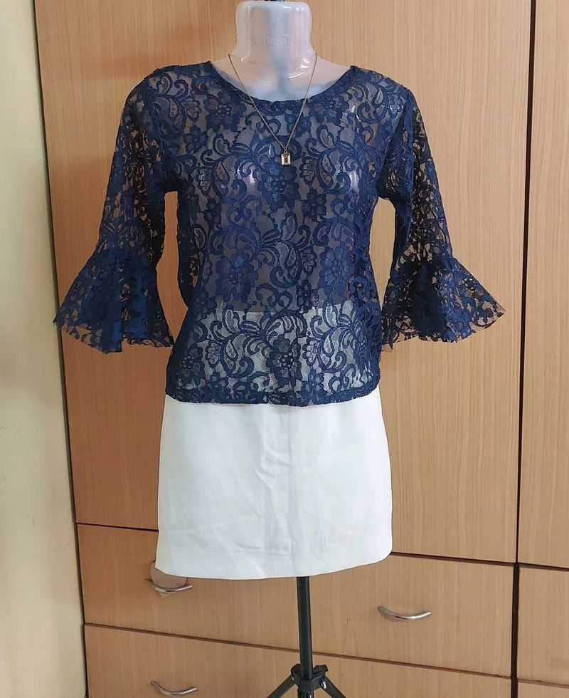 Lace Top Flared Sleeves