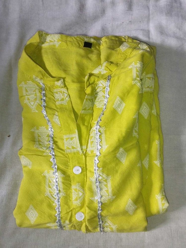 A Line Kurti( Lime Yellow)