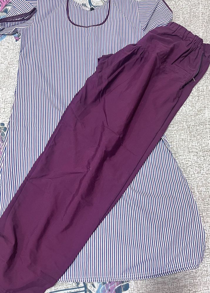 Striped Top &amp; Purple Pants Set