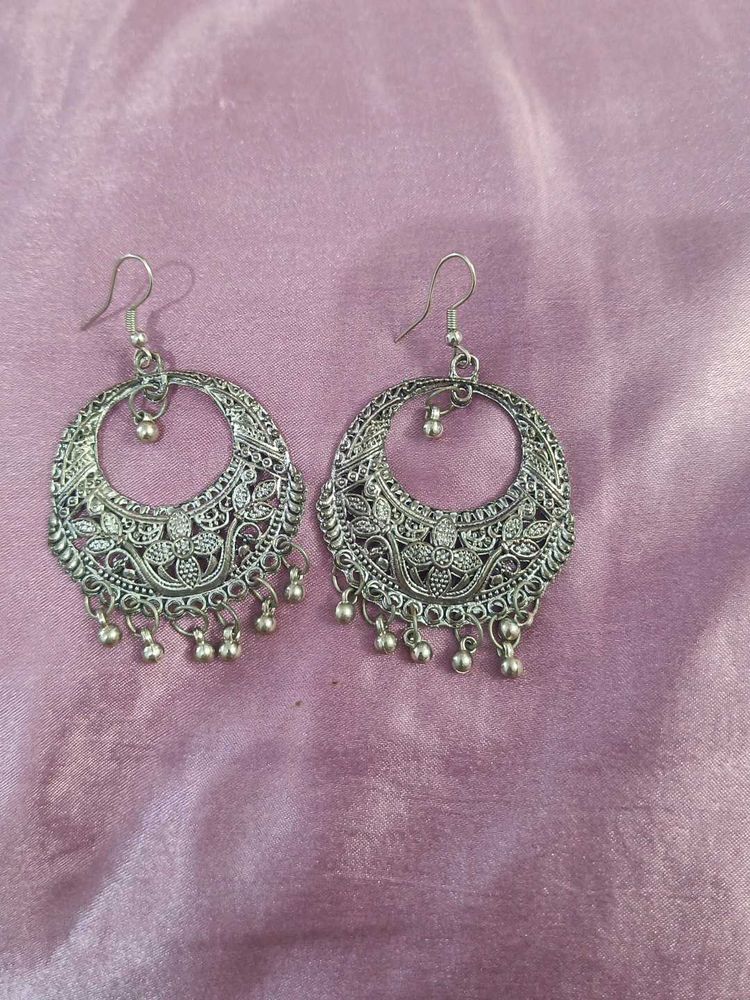 Silver Boho Chandelier Earrings