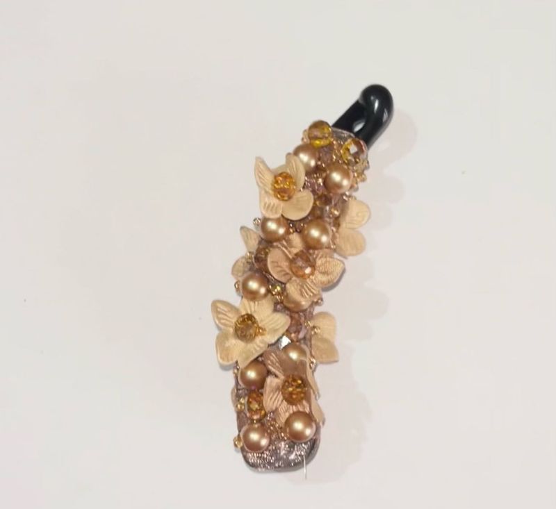 Decorative Banana Hair Clip with Pearls &amp; Crystals