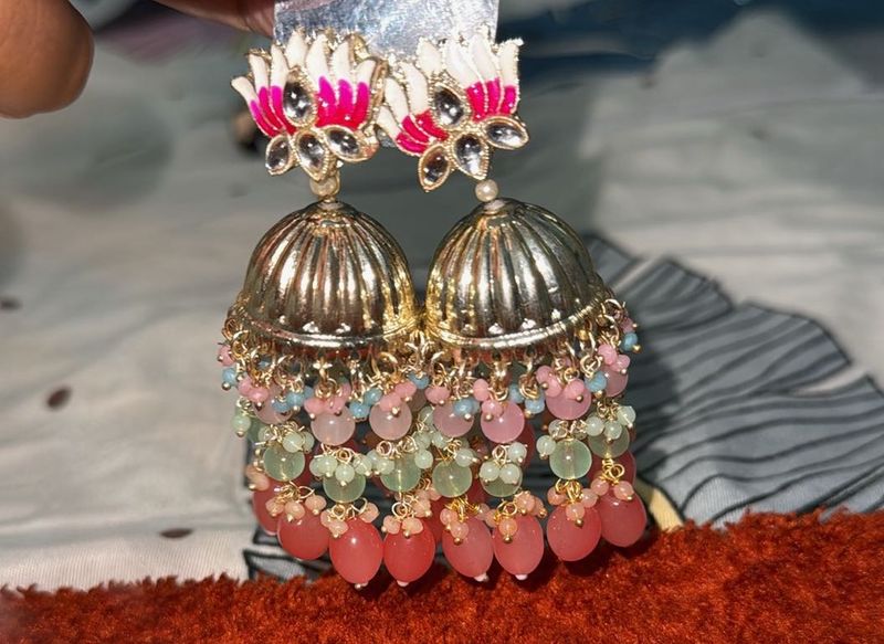 Lotus Jhumka Earrings