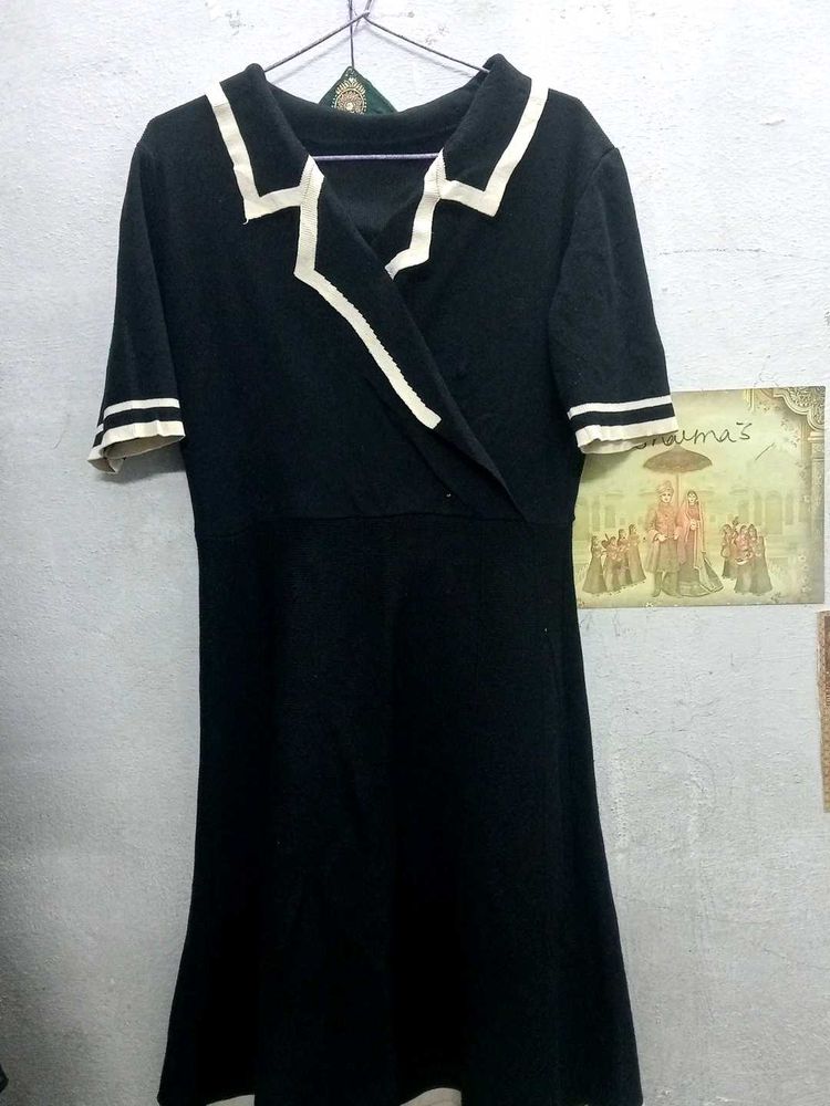 Retro Sailor Style Black Dress