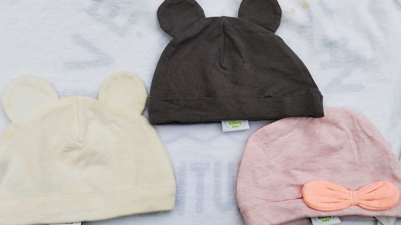Baby Hats - Pink, White &amp; Grey