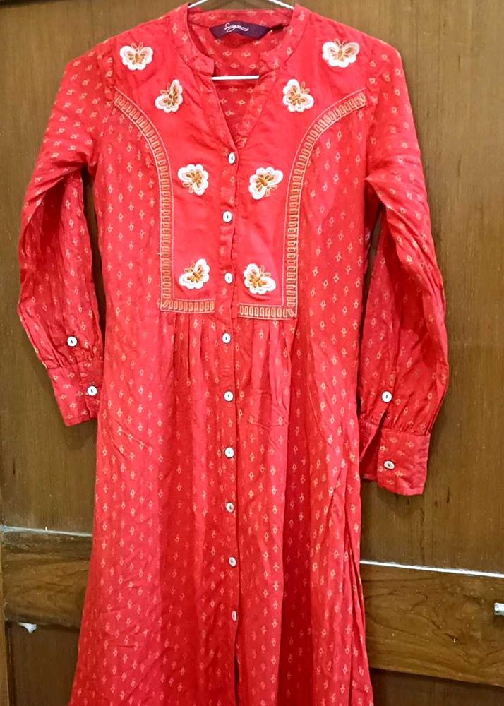 Red Embroidered Dress
