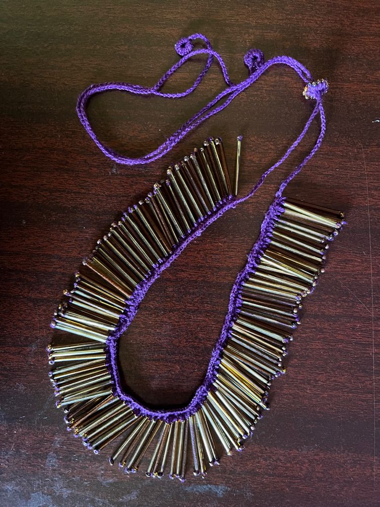 onam Antique gold pipe bead necklace