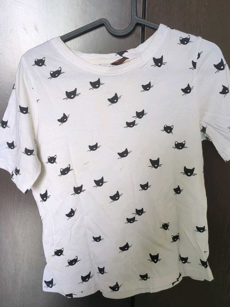 Cute Cat Print Tee