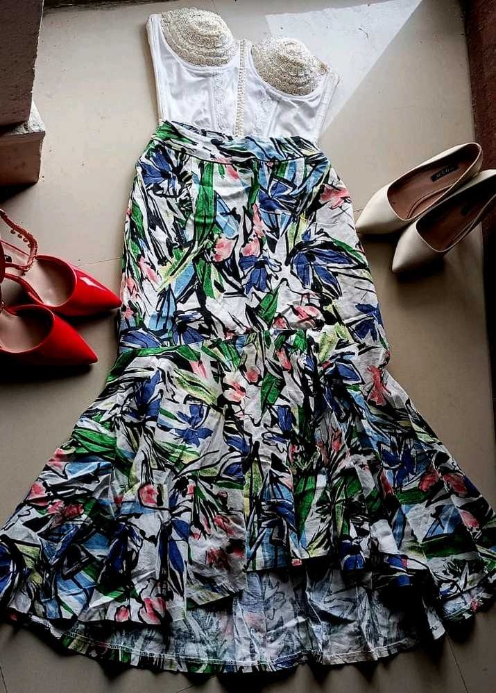 Multicolour Fish Cut Skirt❤💙