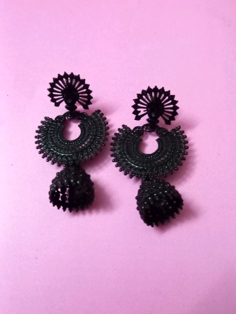 Oxidized black peacock jhumka for women girl