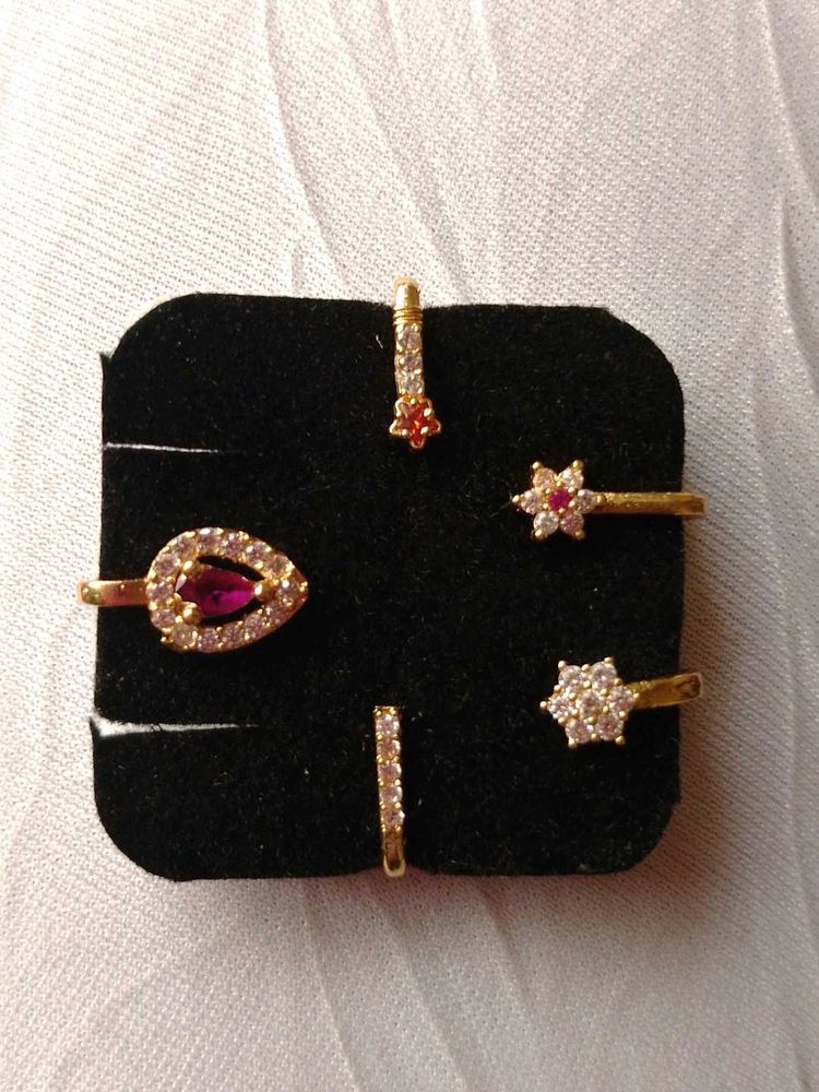 Gold Tone Ring Set with Gemstones