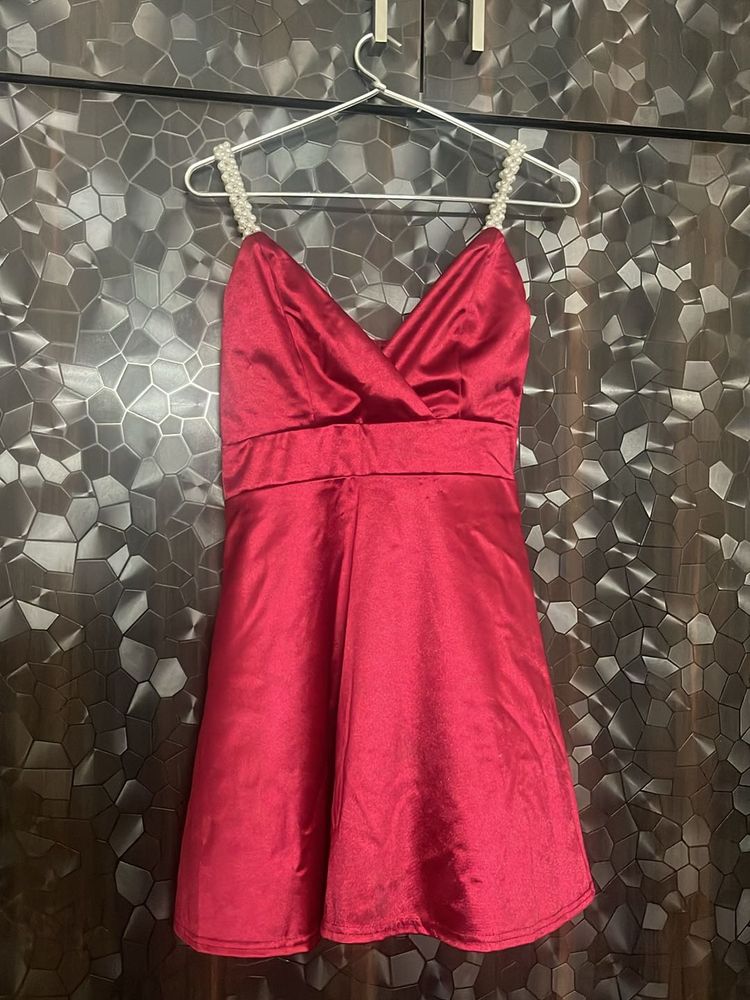 Beautiful Party Wear Dress With Pearl Strap