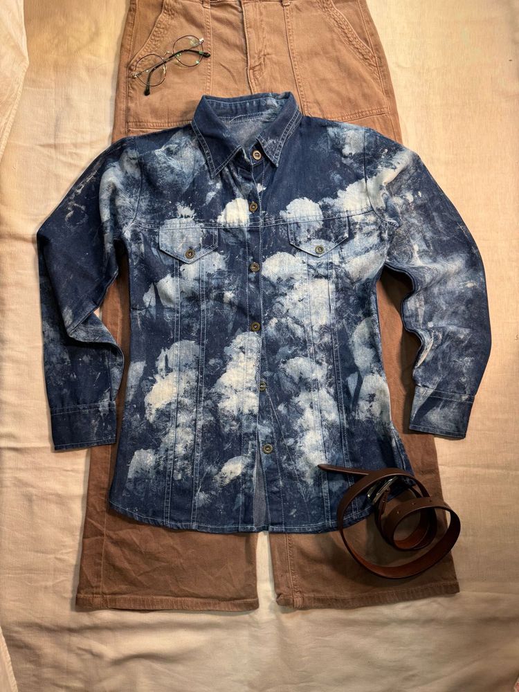 Denim Bleach Tie-Dye Shirt