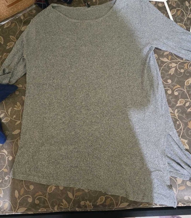 Gray Long Sleeve Top