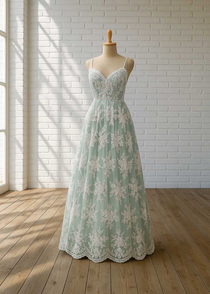 Elegant Lace Green Gown
