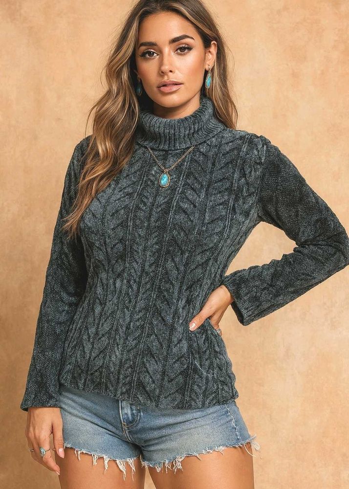 🎁BUY1 GET1 Free Cozy Blue Turtleneck Sweater F