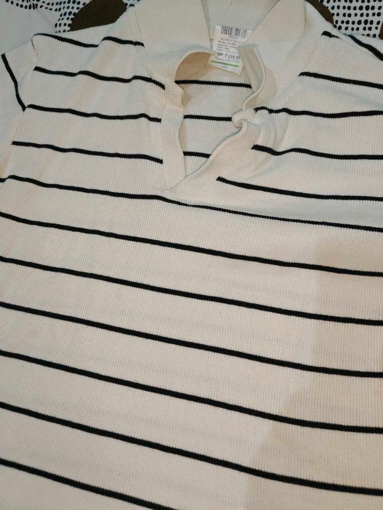 Striped White Polo Shirt