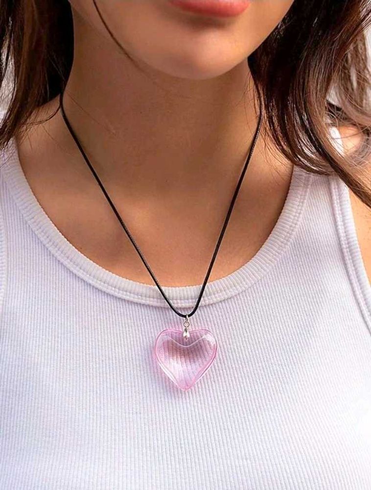 Pink Heart Pendant Necklace