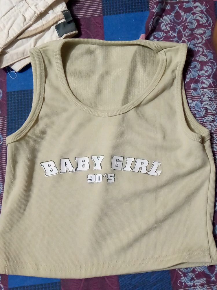Beige Logo Cropp Top
