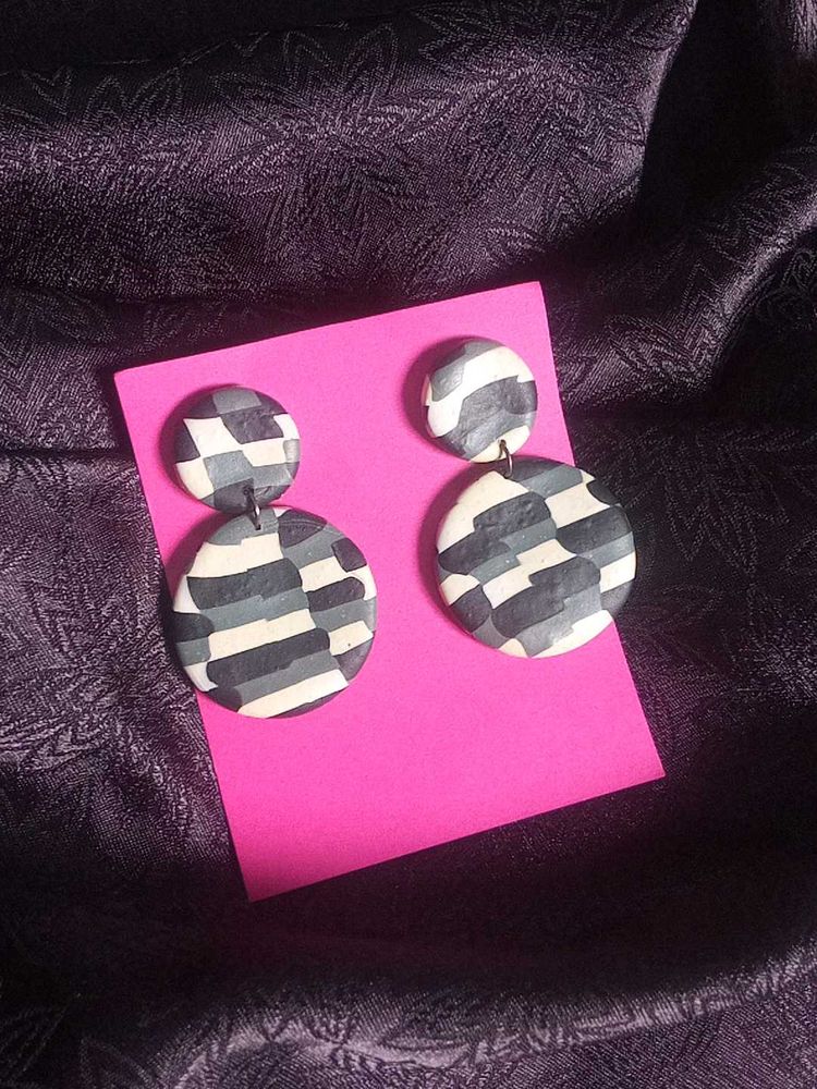Abstract Checkerboard Clay Earrings