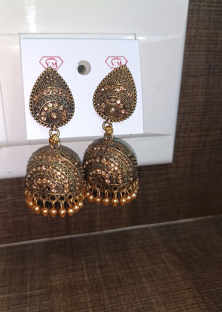 Oxidised Golden Jhumka
