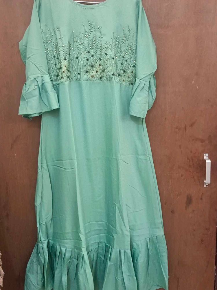 green full length gown