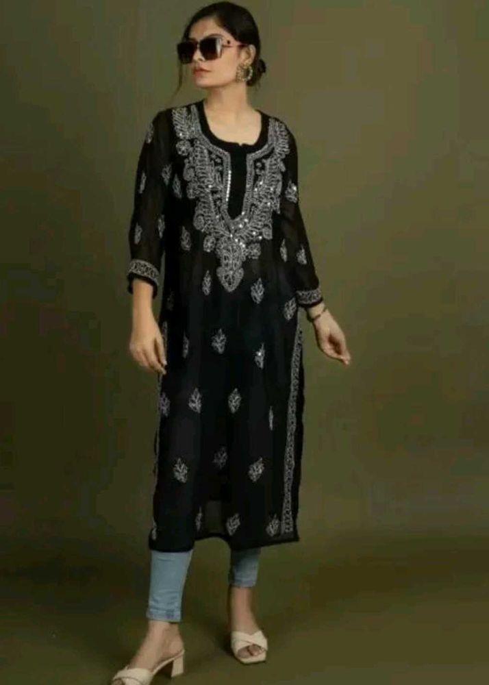 Black Chikankari Suit