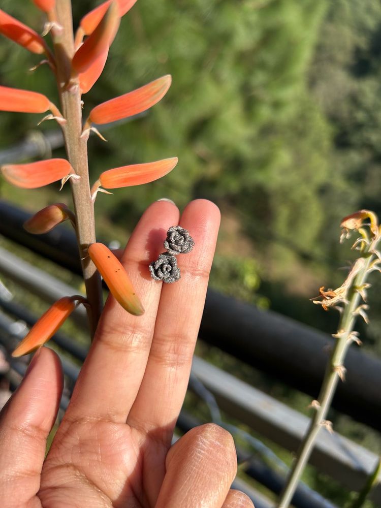 silver rose studs