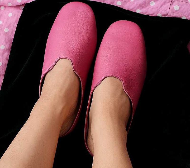 Pink Leather Slippers
