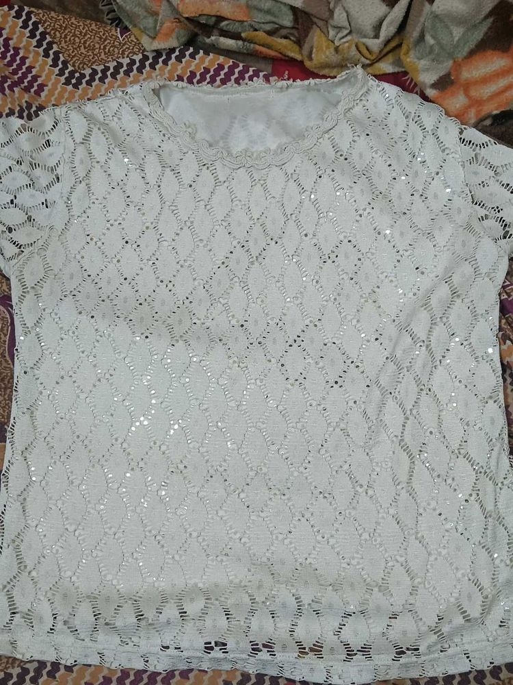 White Crochet Top