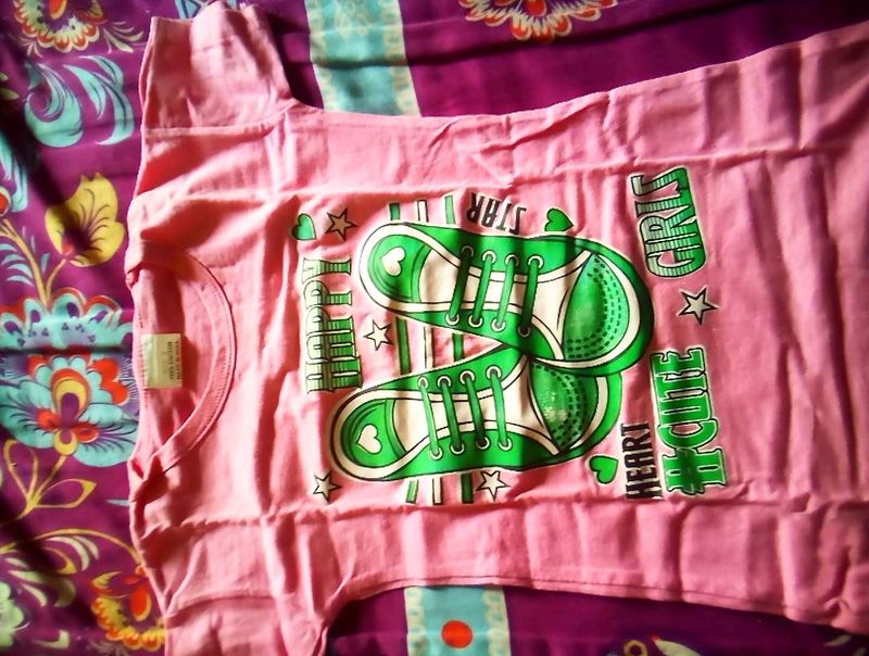 Unused Light Pink Cotton Tshirt For Baby Girl