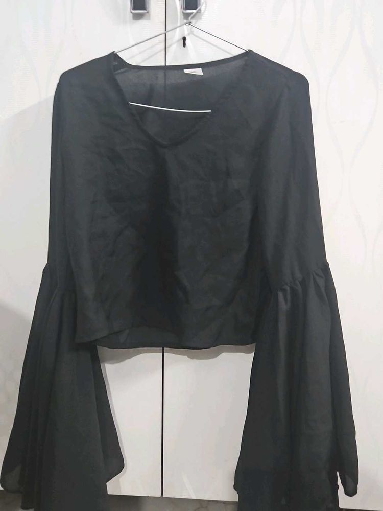 Black Bell Sleeve Top