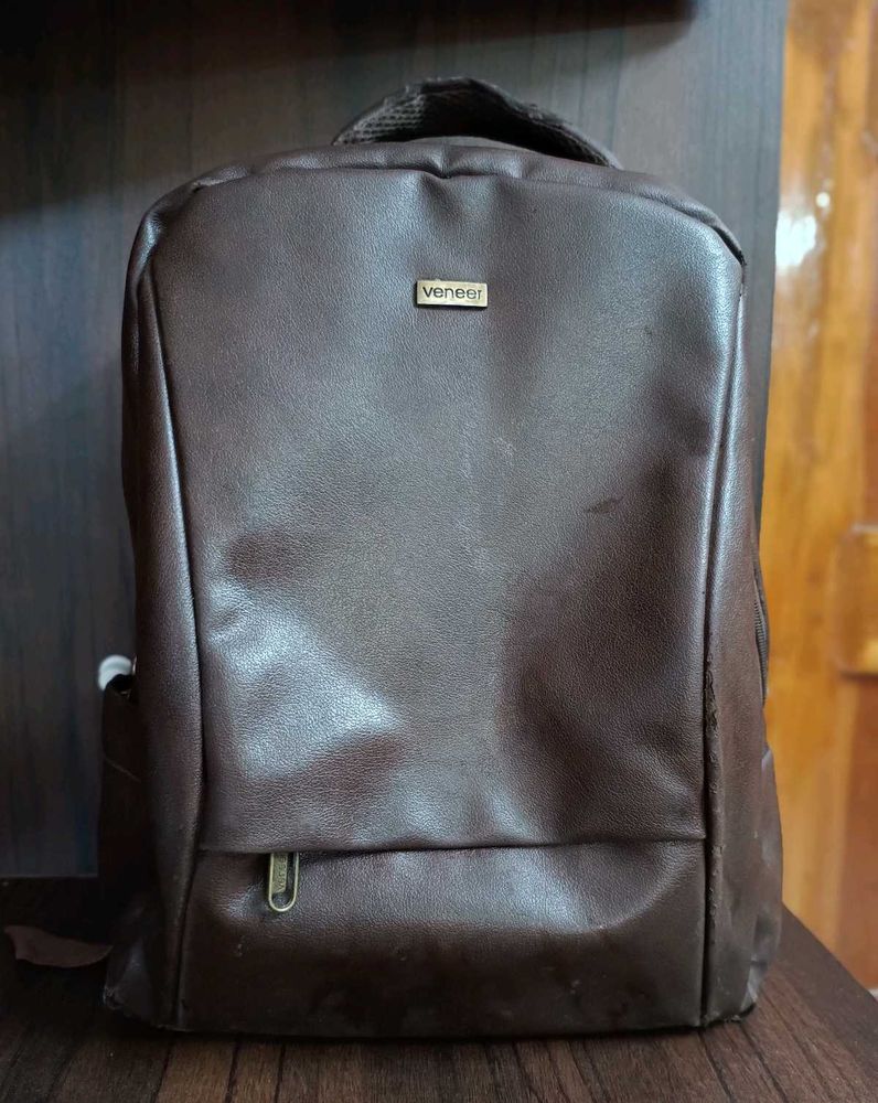 Veneer Brown Faux Leather Backpack