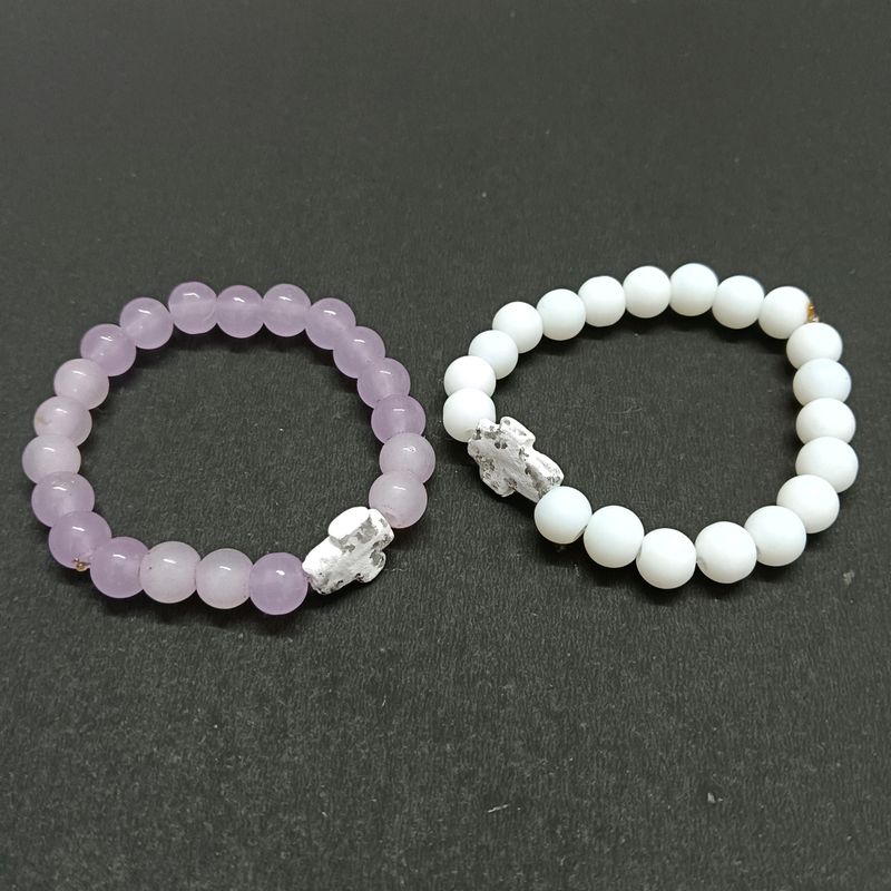Lavender And White Bracelet Combo
