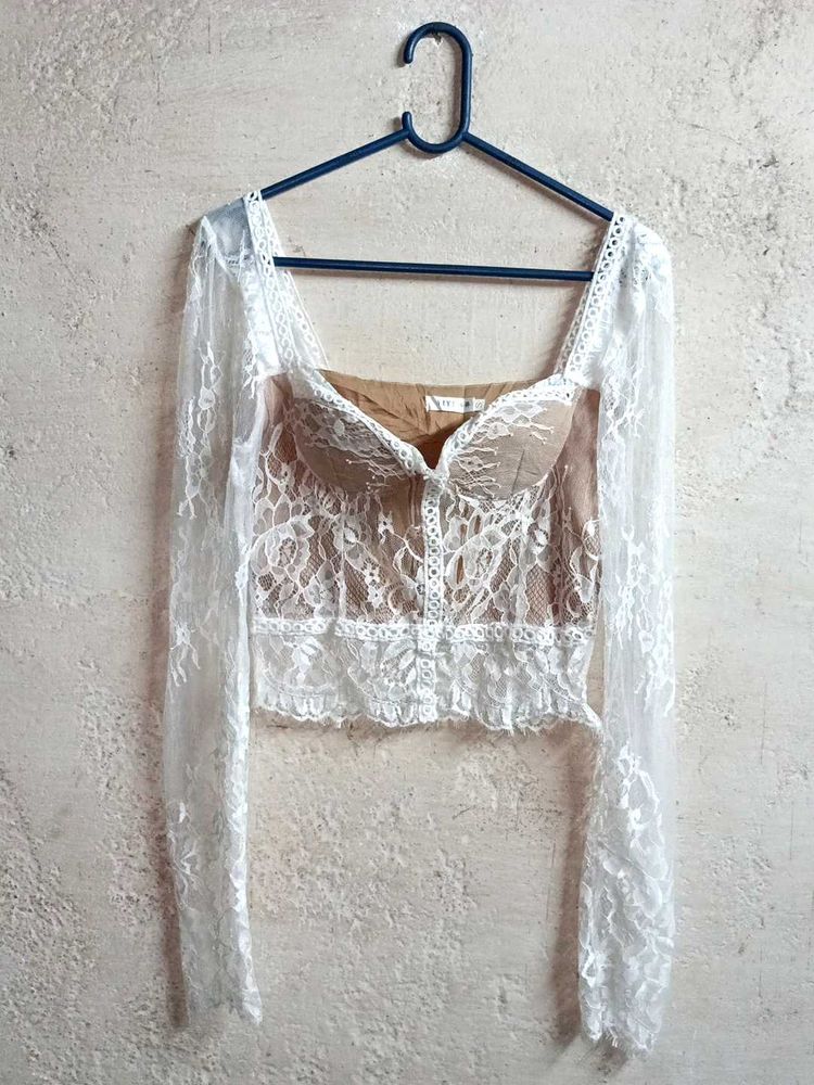 Beautiful Partywear Lace Crop Top