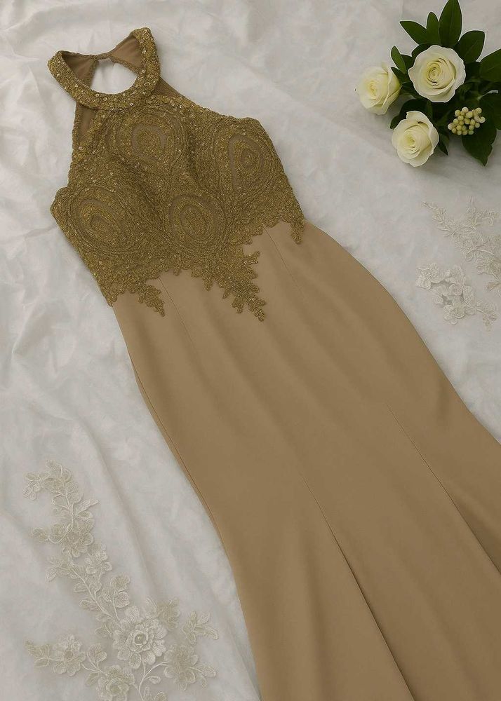 Elegant Beaded Halter Gown