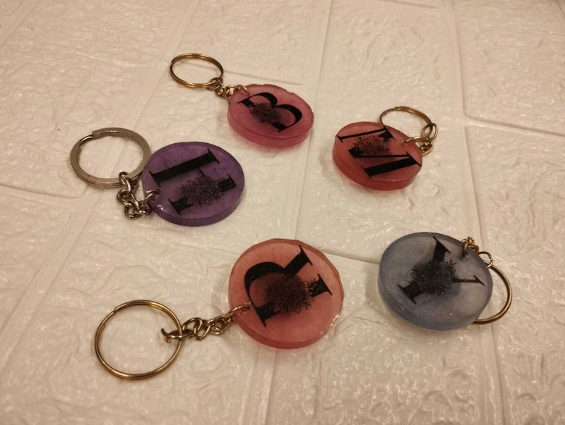 Resin Initial Keychains With Magnet