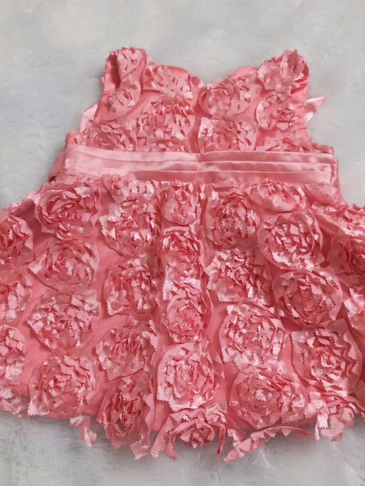 Pink Floral Applique Dress