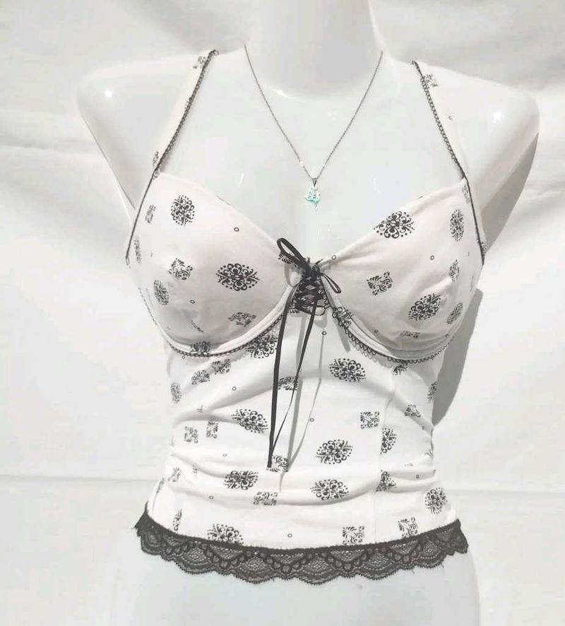 Lace Ribbon Corset Gothic Y2k Retro Vintage Top