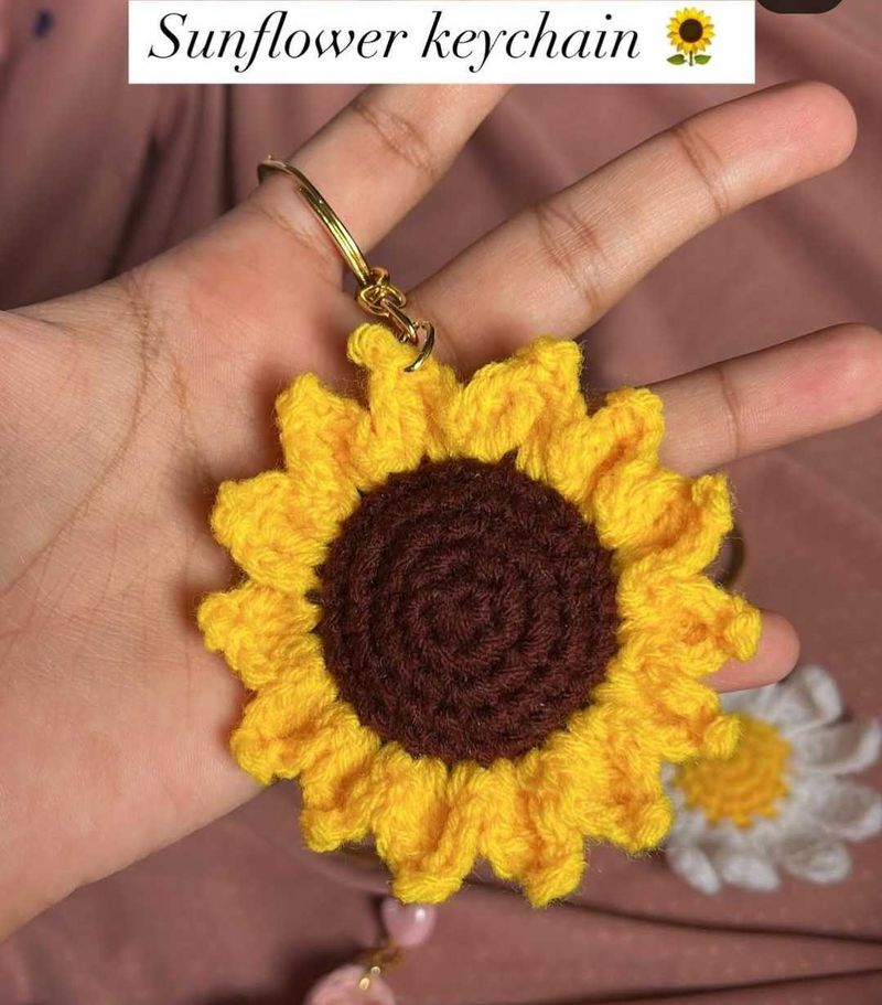 Sunflower Crochet Keychain
