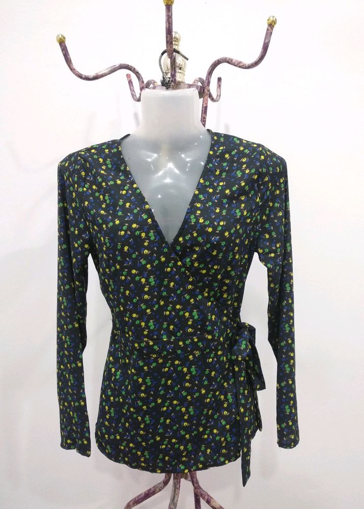 Floral Printed Wrap Top