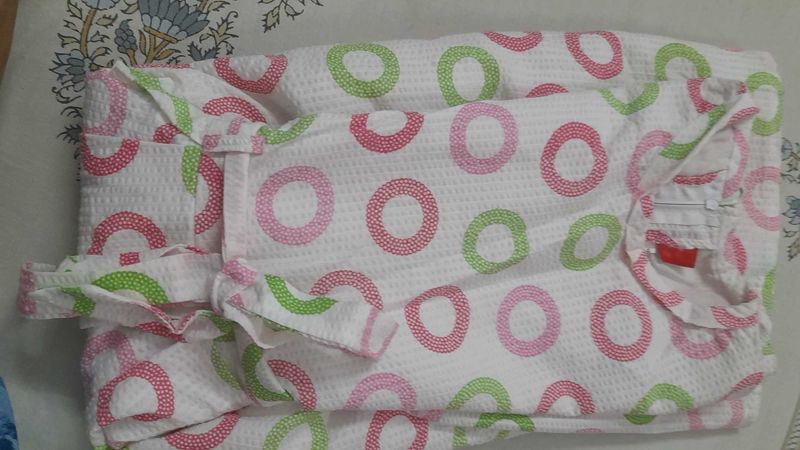 White Frock Crape Cotton Cloth For Age 6 To 8