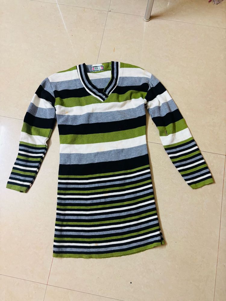 Striped V-Neck Mini Dress