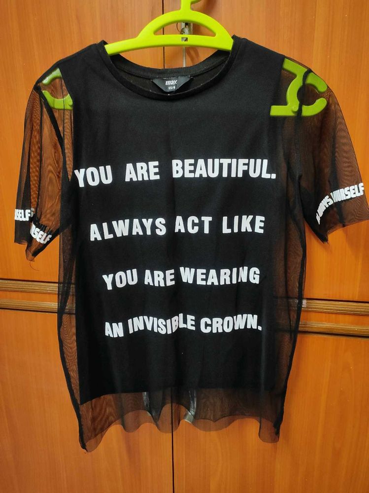 Black Graphic Mesh Tee