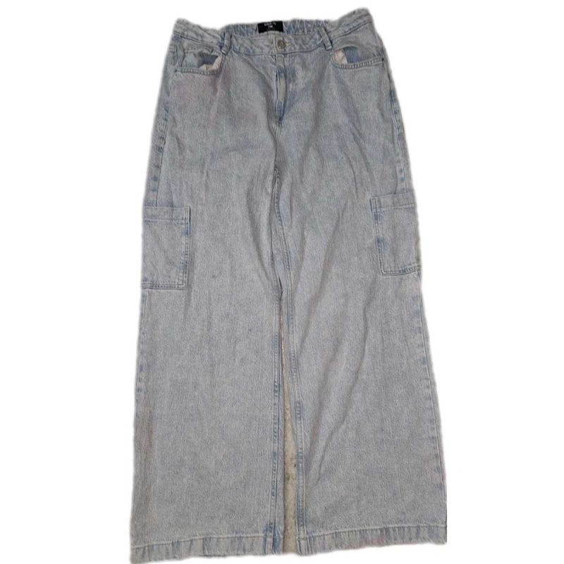 Light Wash Denim Cargo Jeans