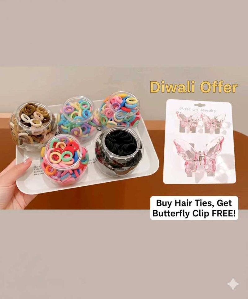 Hair Tie &amp; Butterfly Clip Set