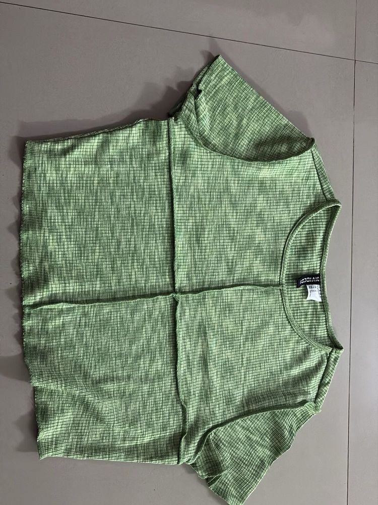 Divided Green Crop Top