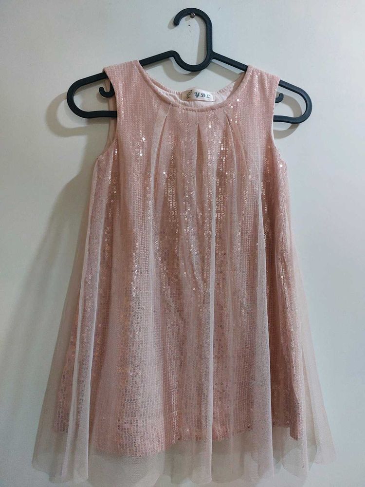 Peach Sequin Girls Party Dress