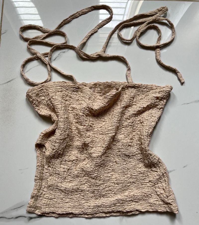 Crinkled Tie Crop Top