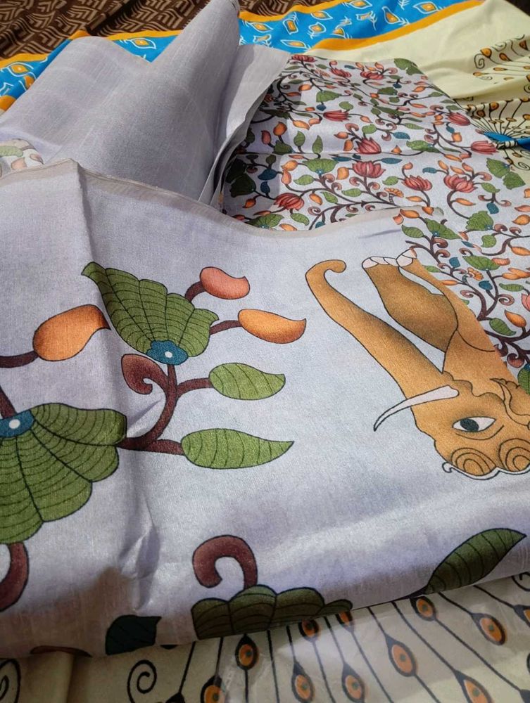Premium Tussar Kalamkari Silk Sarees